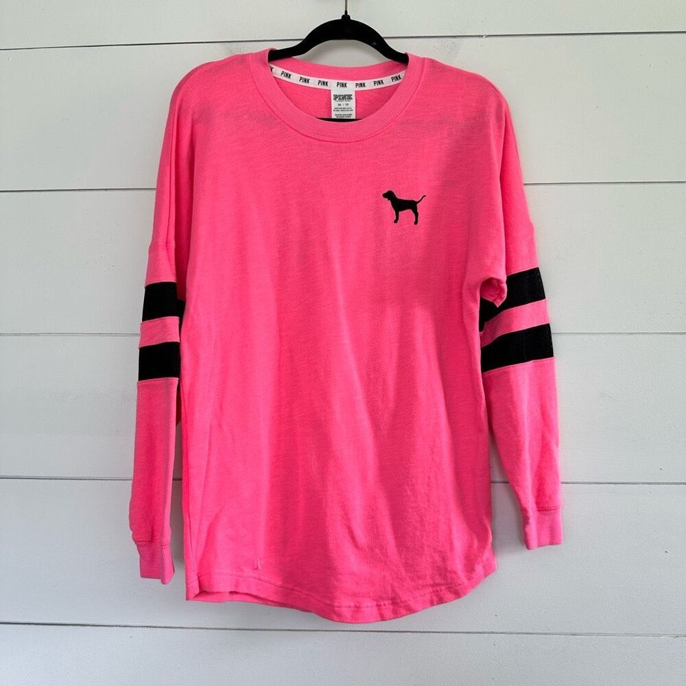 Victoria’s Secret Pink Women’s Extra Small Pink Tropical Mesh Varsity Crew